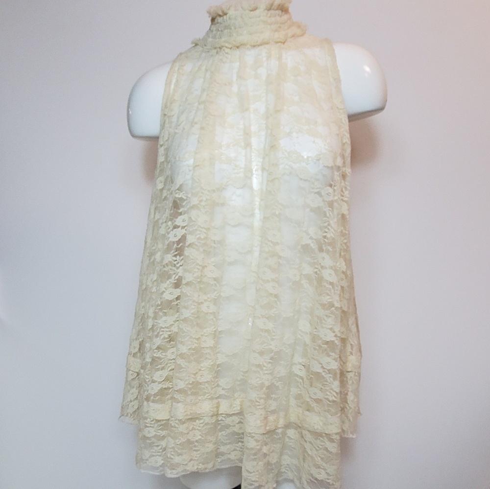 Free People Sleeveless Floral Lace Top Size Small